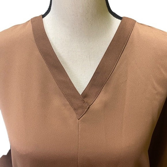 Lysse Blouse Sz XS Copper Brown V-neck Pullover - Picture 6 of 14
